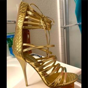 Strappy gold heels